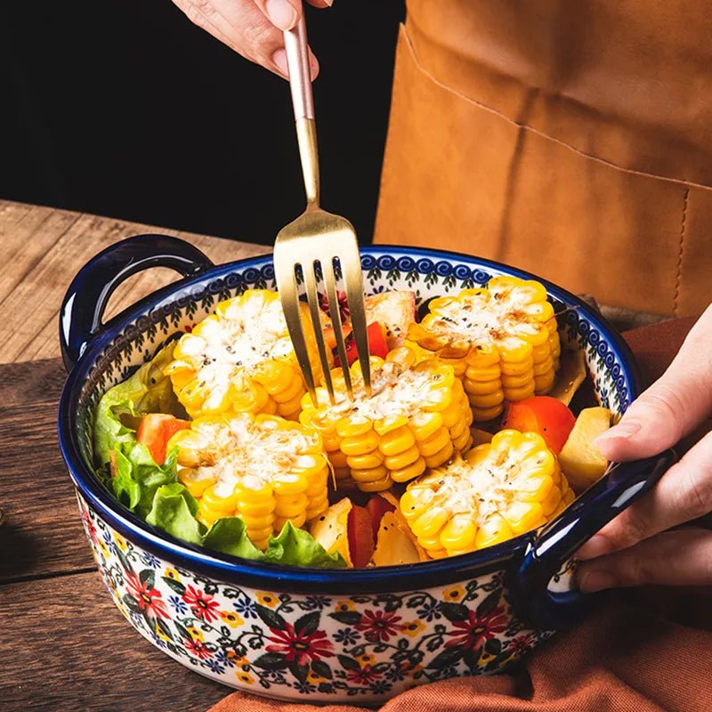 Old World Polish Style Hand-painted Ceramic Bakeware - High Street Cottage
