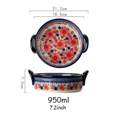 Old World Polish Style Hand-painted Ceramic Bakeware - High Street Cottage