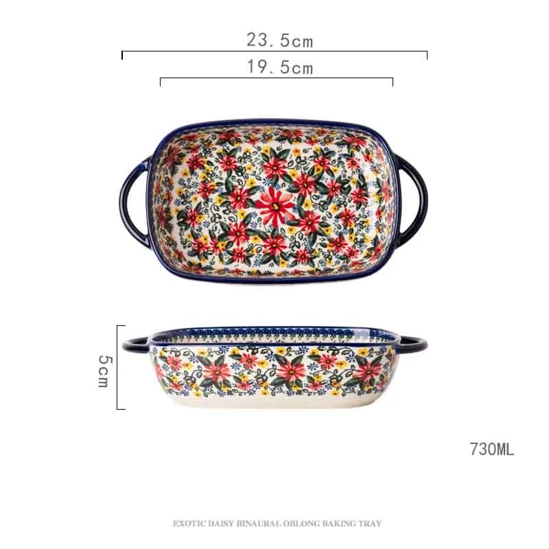 Old World Polish Style Hand-painted Ceramic Bakeware - High Street Cottage