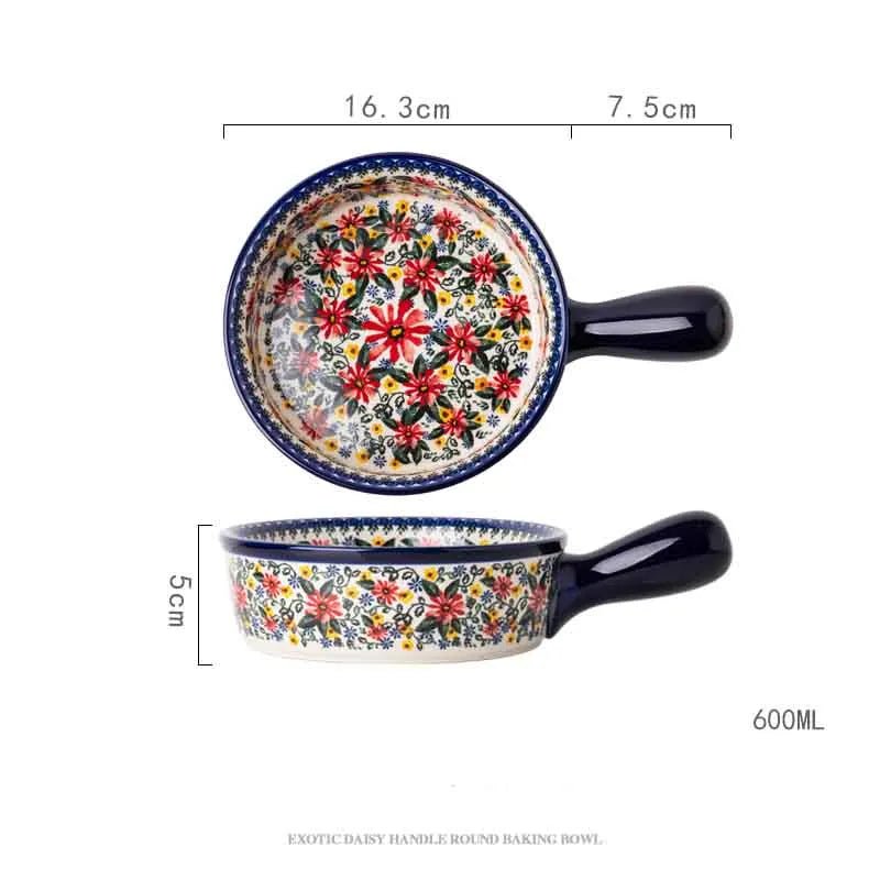 Old World Polish Style Hand-painted Ceramic Bakeware - High Street Cottage