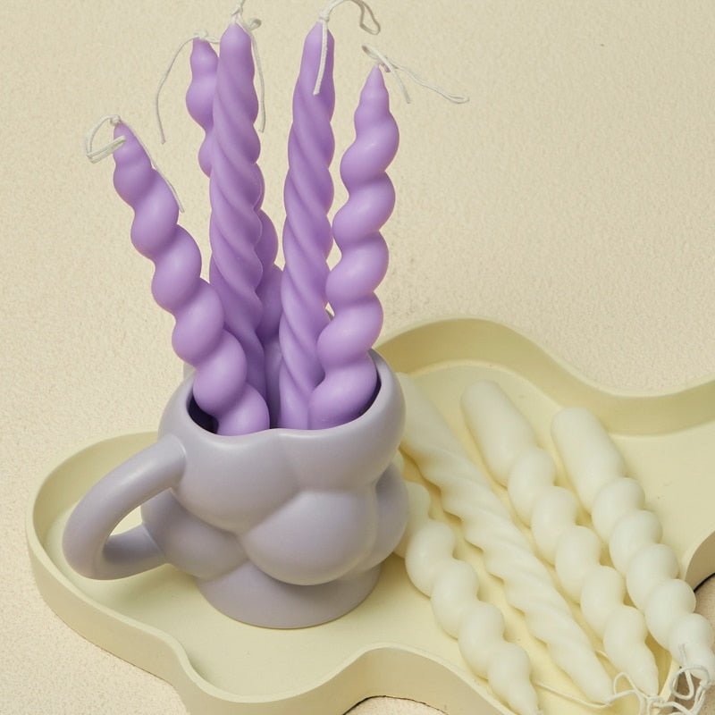 Quirky Spiral Pastel Taper Candle - High Street Cottage