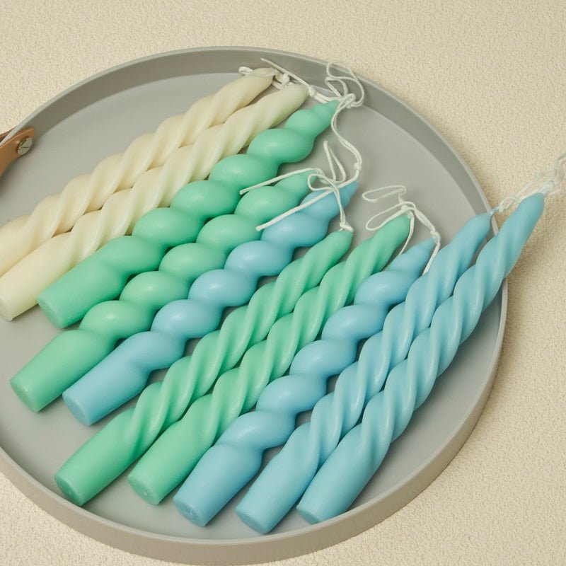 Quirky Spiral Pastel Taper Candle - High Street Cottage