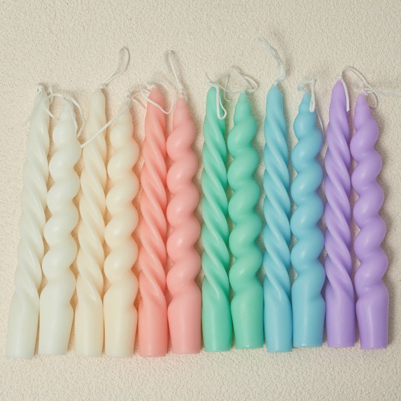 Quirky Spiral Pastel Taper Candle - High Street Cottage