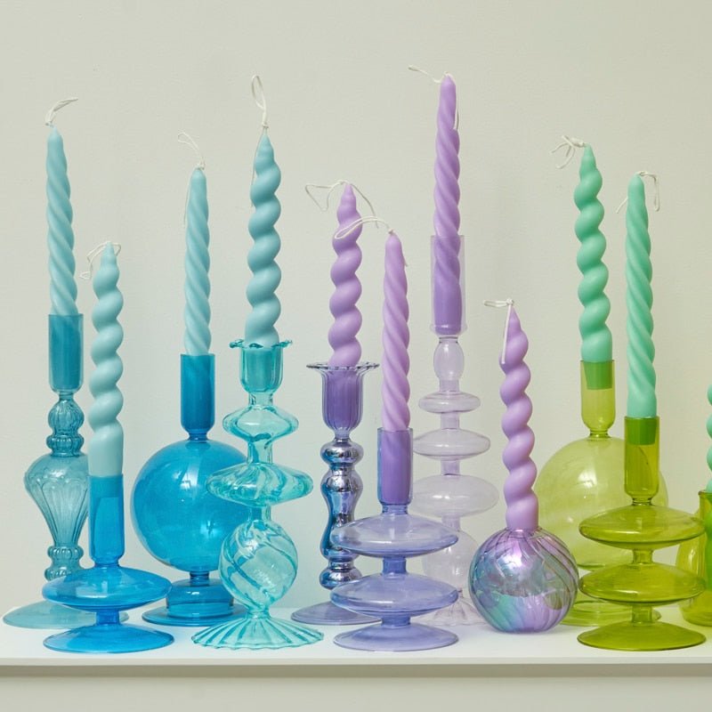 Quirky Spiral Pastel Taper Candle - High Street Cottage