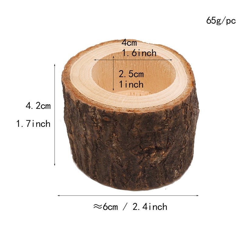 Rustic Wooden Tea Light Candleholder - 3 Pieces - High Street Cottage