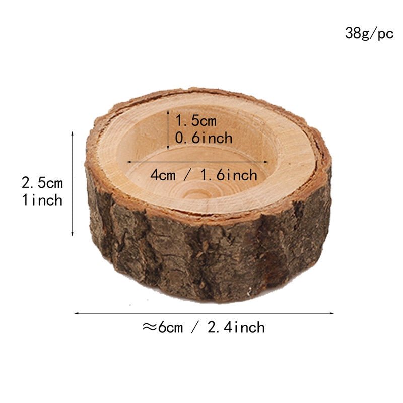 Rustic Wooden Tea Light Candleholder - 3 Pieces - High Street Cottage