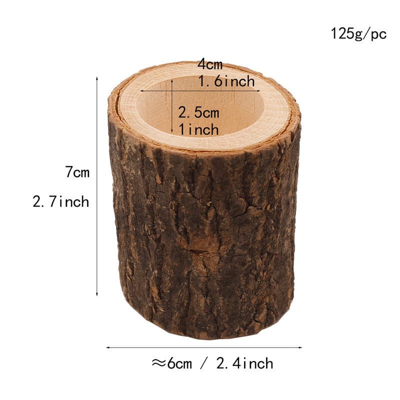 Rustic Wooden Tea Light Candleholder - 3 Pieces - High Street Cottage