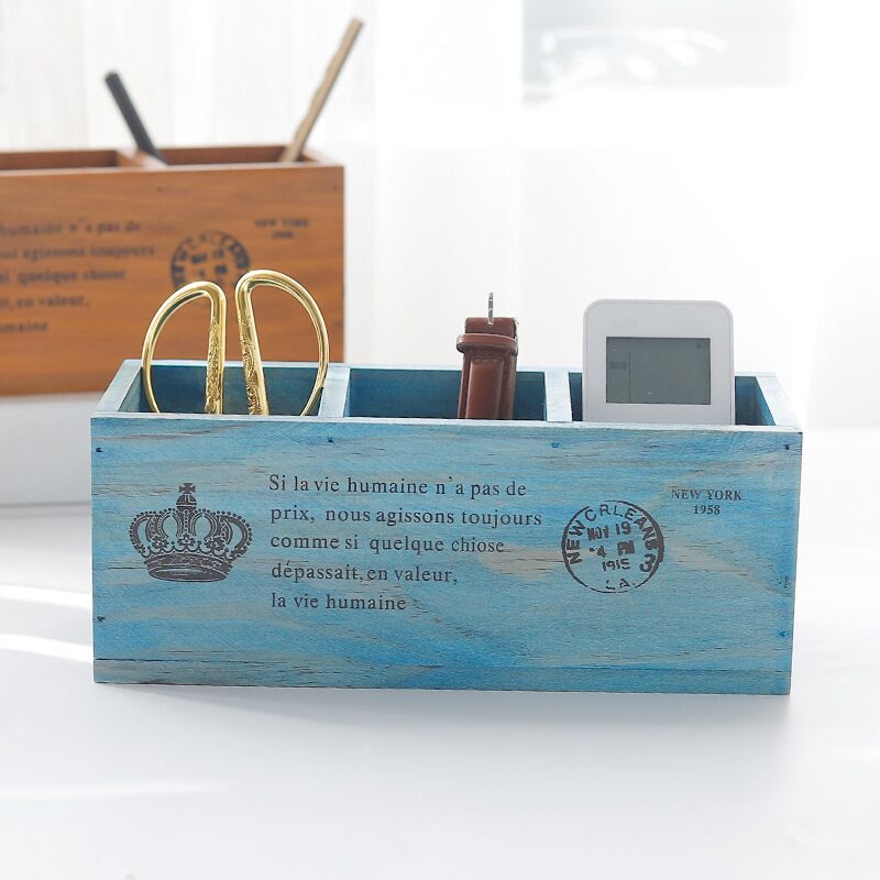 Small Wooden Desk Organizer with French Postal Accents - High Street Cottage