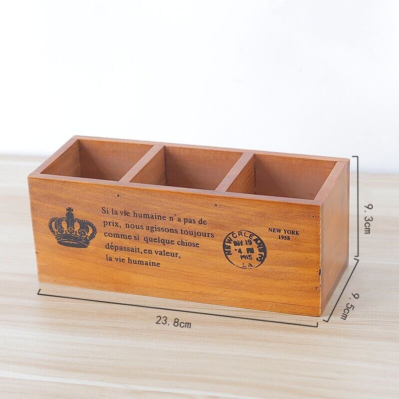 Small Wooden Desk Organizer with French Postal Accents - High Street Cottage