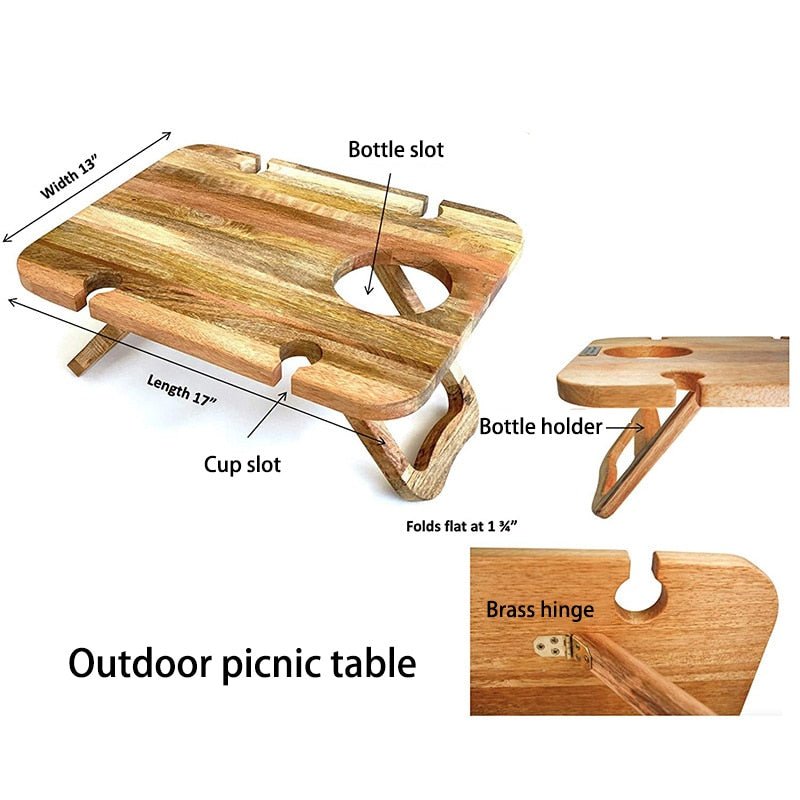Small Wooden Folding Picnic Table - Rectangle - High Street Cottage