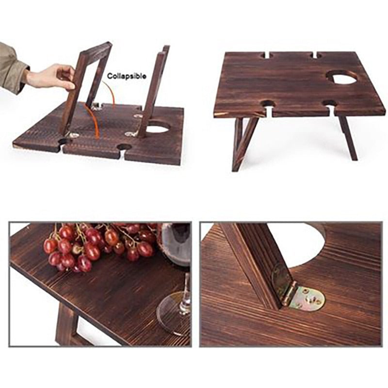 Small Wooden Folding Picnic Table - Rectangle - High Street Cottage