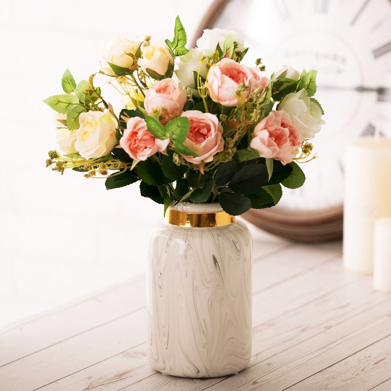 Sophisticated Marbled Ceramic Vase - 2 sizes - High Street Cottage