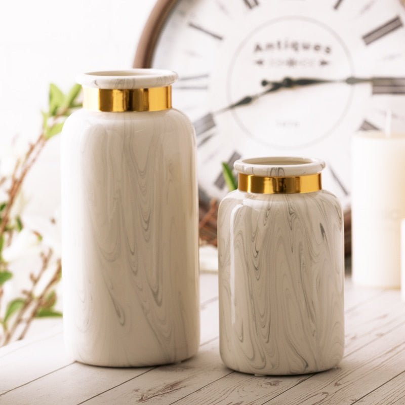 Sophisticated Marbled Ceramic Vase - 2 sizes - High Street Cottage