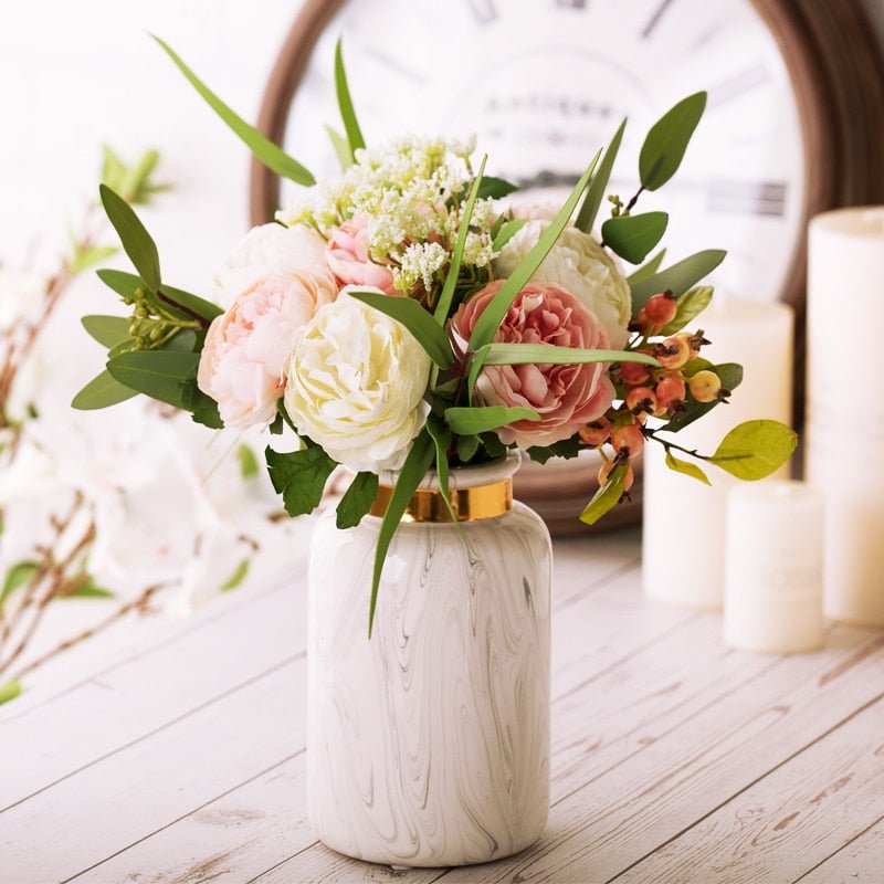 Sophisticated Marbled Ceramic Vase - 2 sizes - High Street Cottage