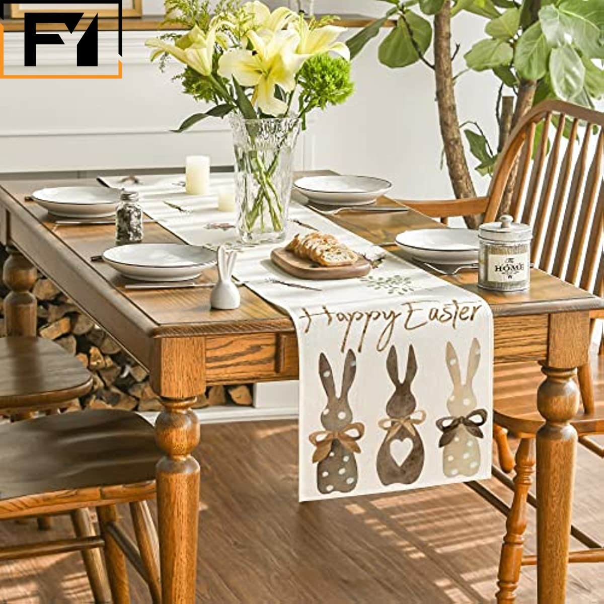 Sweet and Whimsical Spring Bunny Themed Table Runners - High Street Cottage