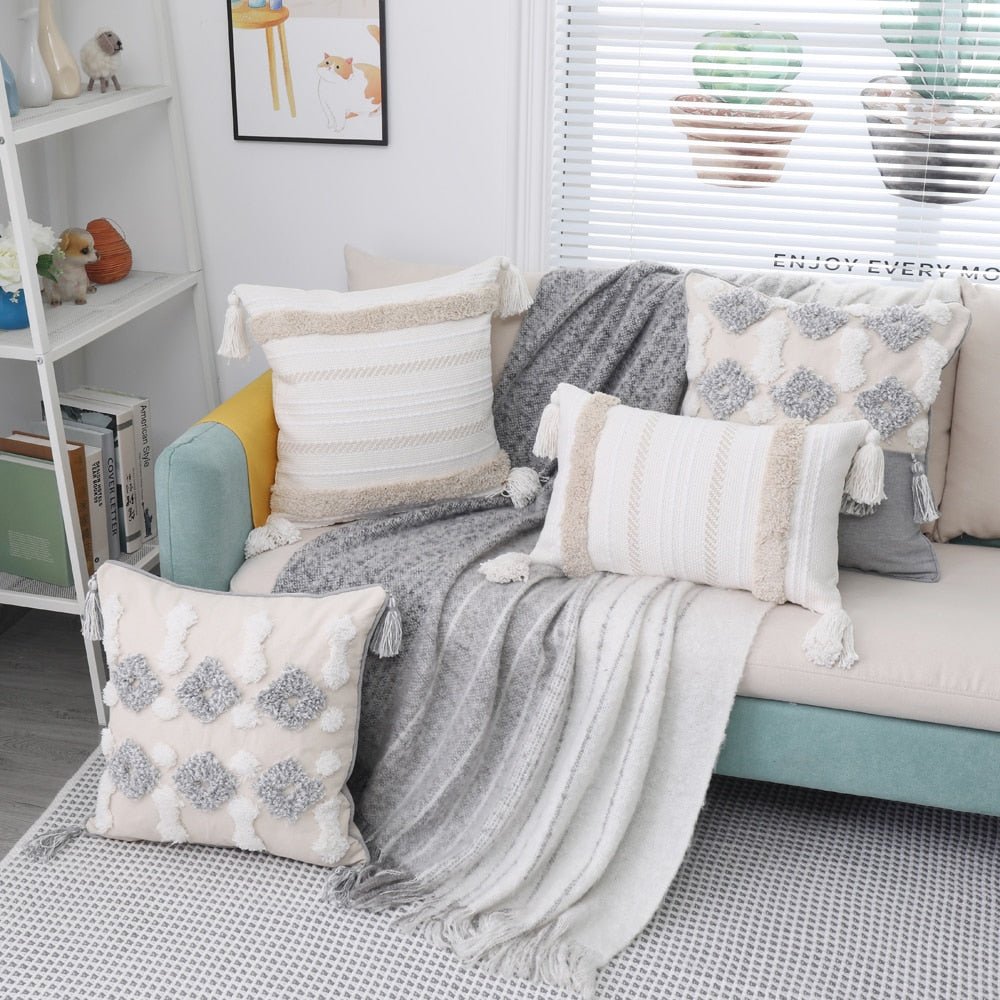Tufted and Textured Boho Throw Pillow Covers - High Street Cottage