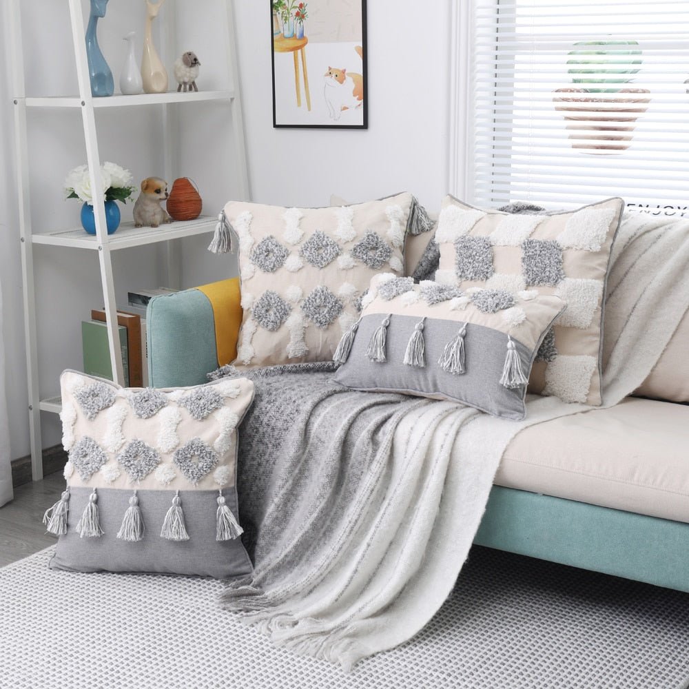 Tufted and Textured Boho Throw Pillow Covers - High Street Cottage