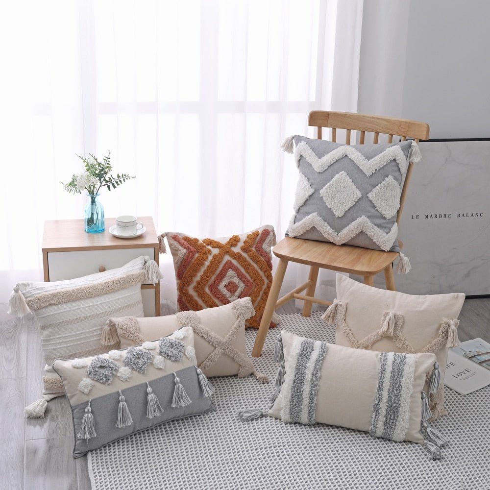 Tufted and Textured Boho Throw Pillow Covers - High Street Cottage