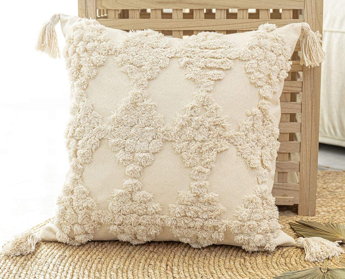 Tufted and Textured Boho Throw Pillow Covers - High Street Cottage