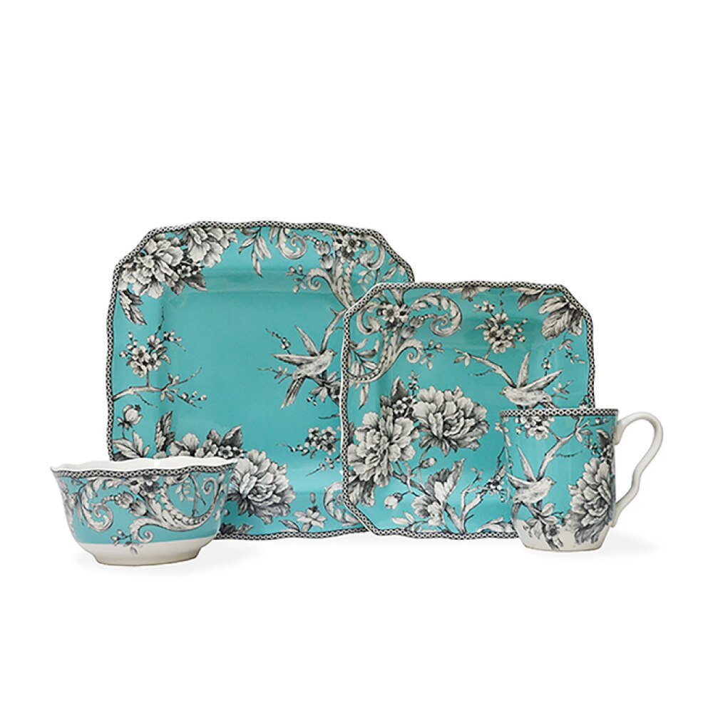 Turquoise Toile Ceramic Tableware Set - High Street Cottage