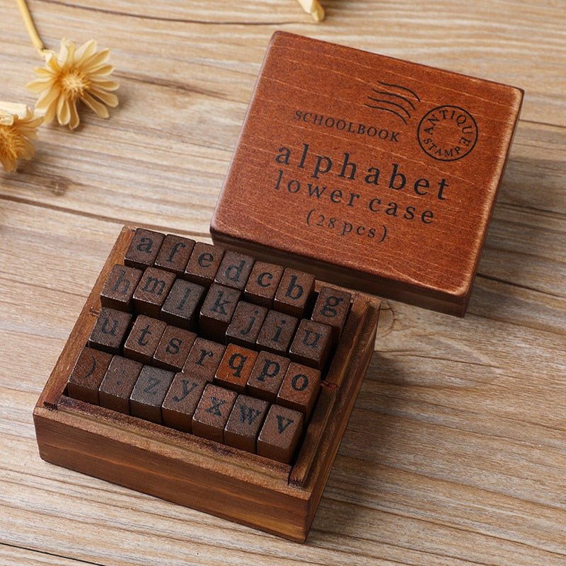 Vintage Looking Wooden Rubber Stamp Set - High Street Cottage