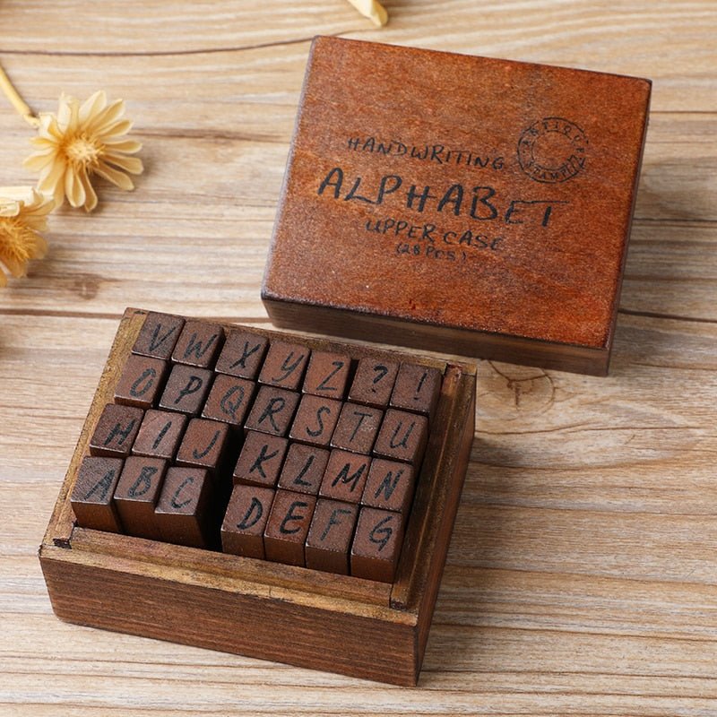 Vintage Looking Wooden Rubber Stamp Set - High Street Cottage