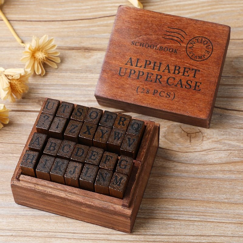 Vintage Looking Wooden Rubber Stamp Set - High Street Cottage