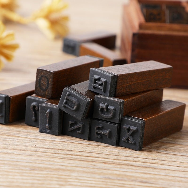 Vintage Looking Wooden Rubber Stamp Set - High Street Cottage