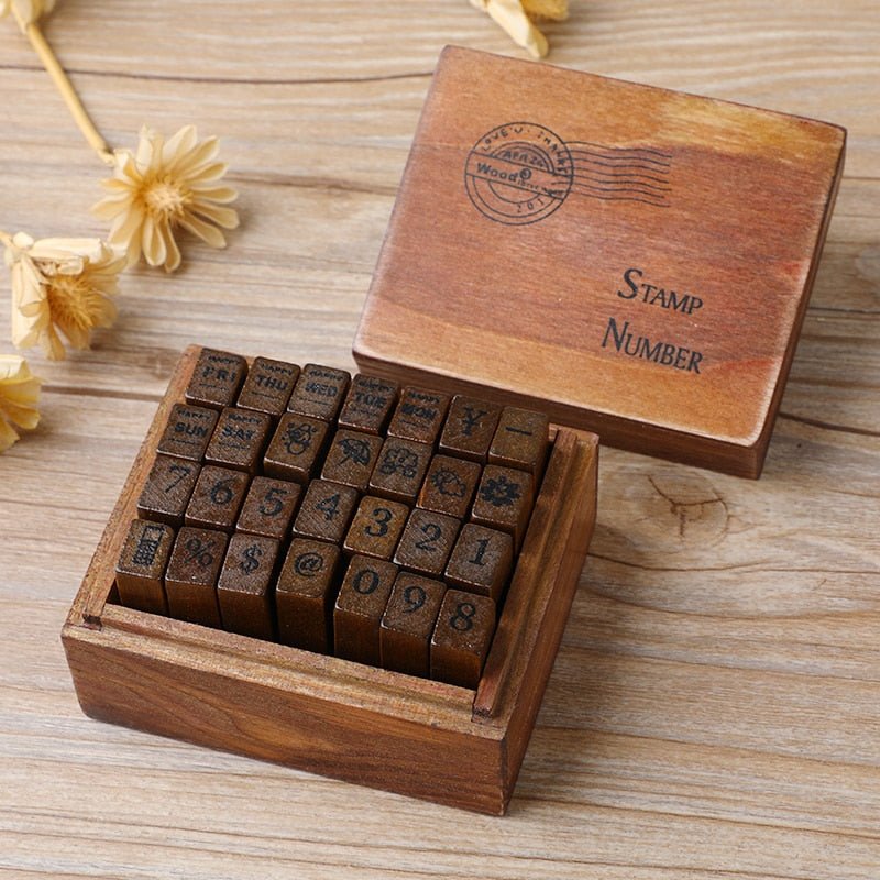 Vintage Looking Wooden Rubber Stamp Set - High Street Cottage