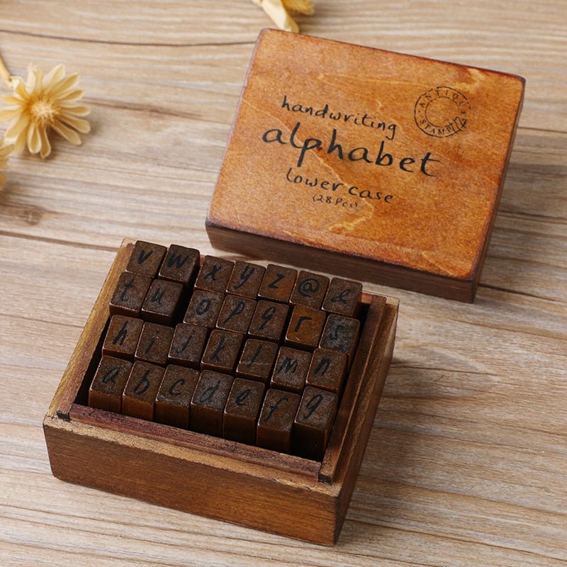 Vintage Looking Wooden Rubber Stamp Set - High Street Cottage