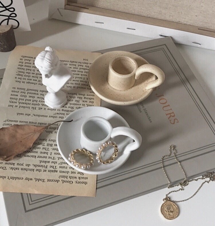 Vintage Style Ceramic Candle Holder - High Street Cottage