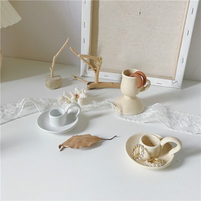 Vintage Style Ceramic Candle Holder - High Street Cottage
