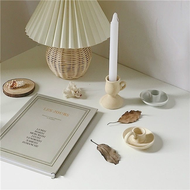 Vintage Style Ceramic Candle Holder - High Street Cottage