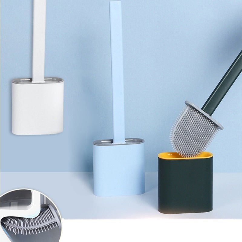 Wall-Mounted Silicone Toilet Brush and Holder Set - High Street Cottage