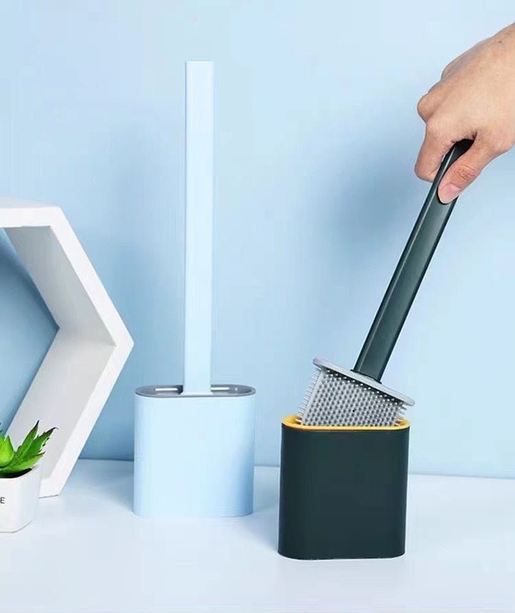 Wall-Mounted Silicone Toilet Brush and Holder Set - High Street Cottage