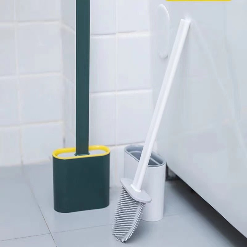 Wall-Mounted Silicone Toilet Brush and Holder Set - High Street Cottage