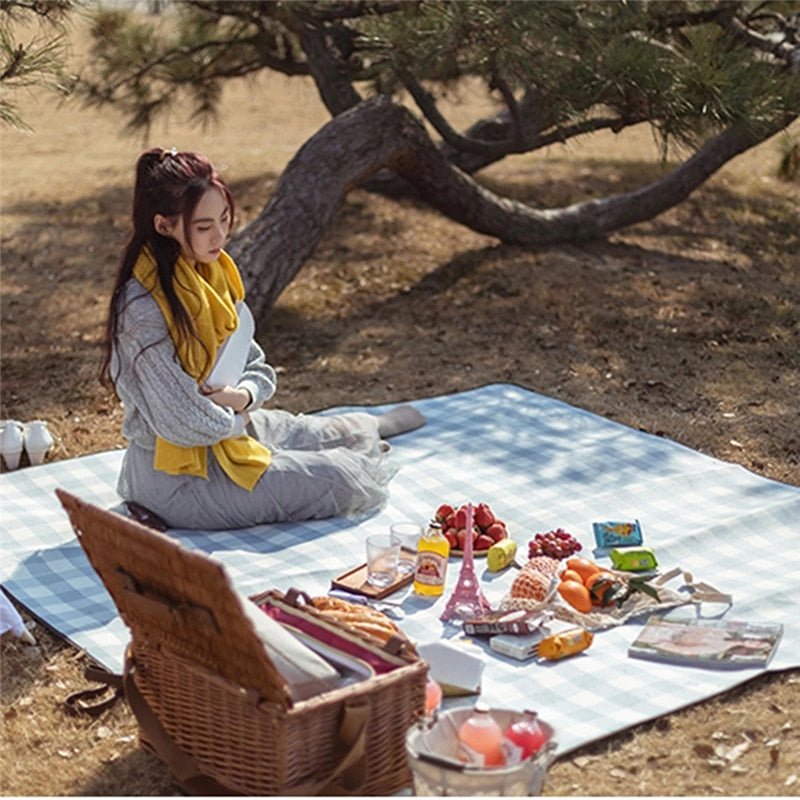 Waterproof Beach/Picnic Blanket with Leather Strap - High Street Cottage