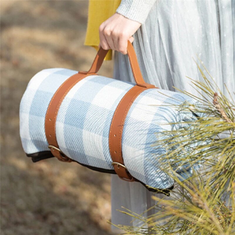 Waterproof Beach/Picnic Blanket with Leather Strap - High Street Cottage