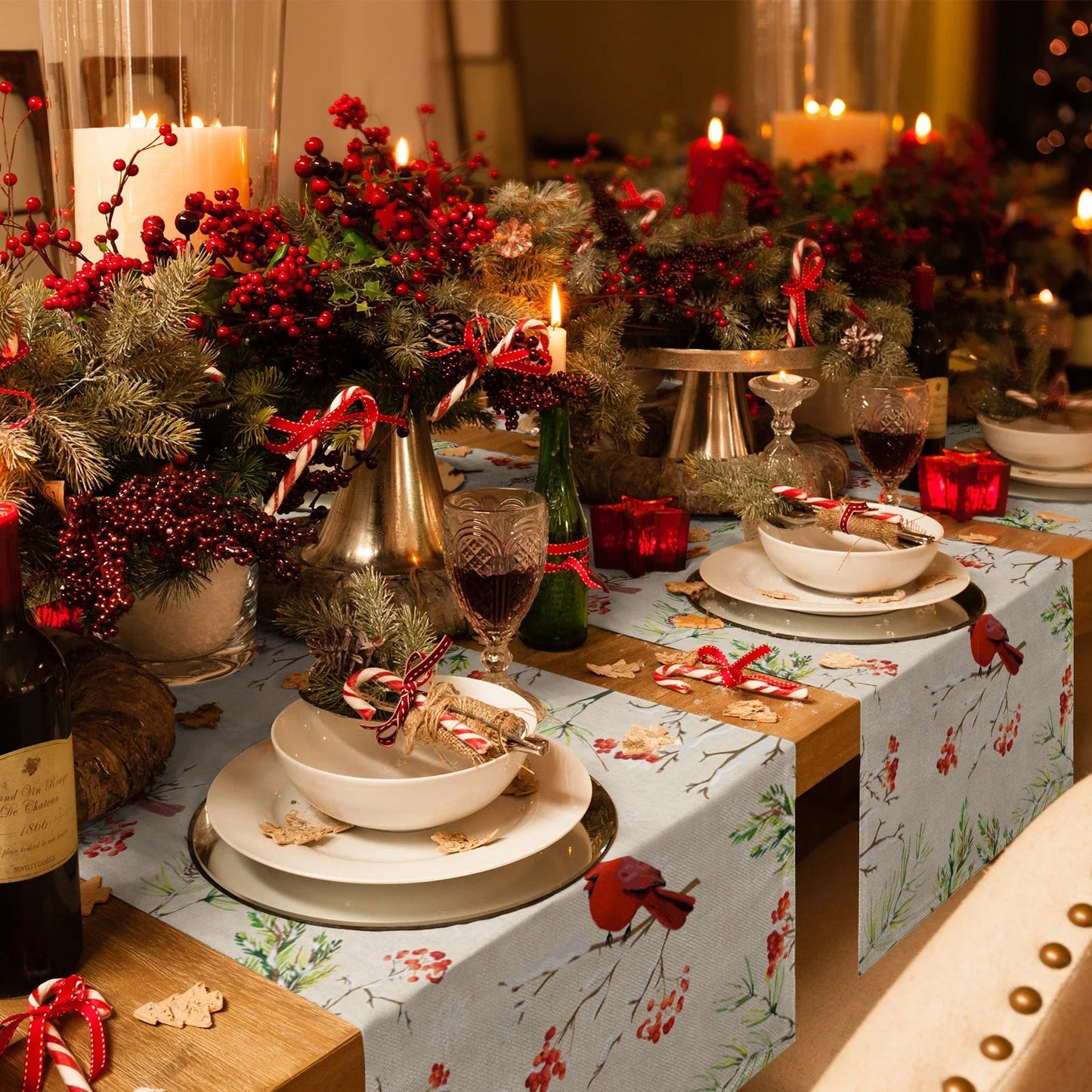 Winter Cardinal Table Runner - 11 Size Options! - High Street Cottage