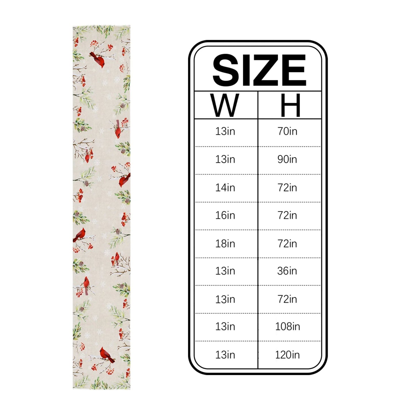 Winter Cardinal Table Runner - 11 Size Options! - High Street Cottage