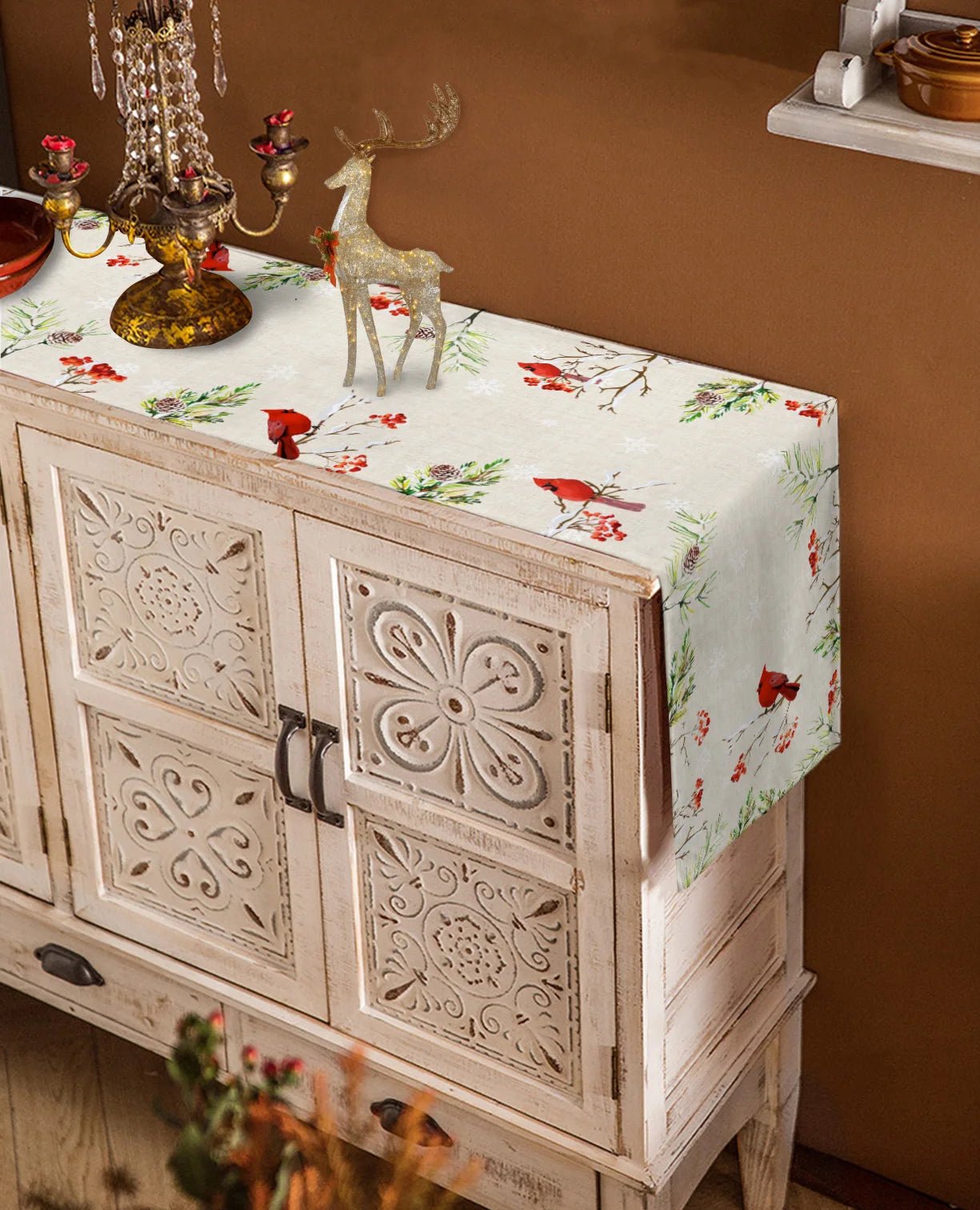 Winter Cardinal Table Runner - 11 Size Options! - High Street Cottage