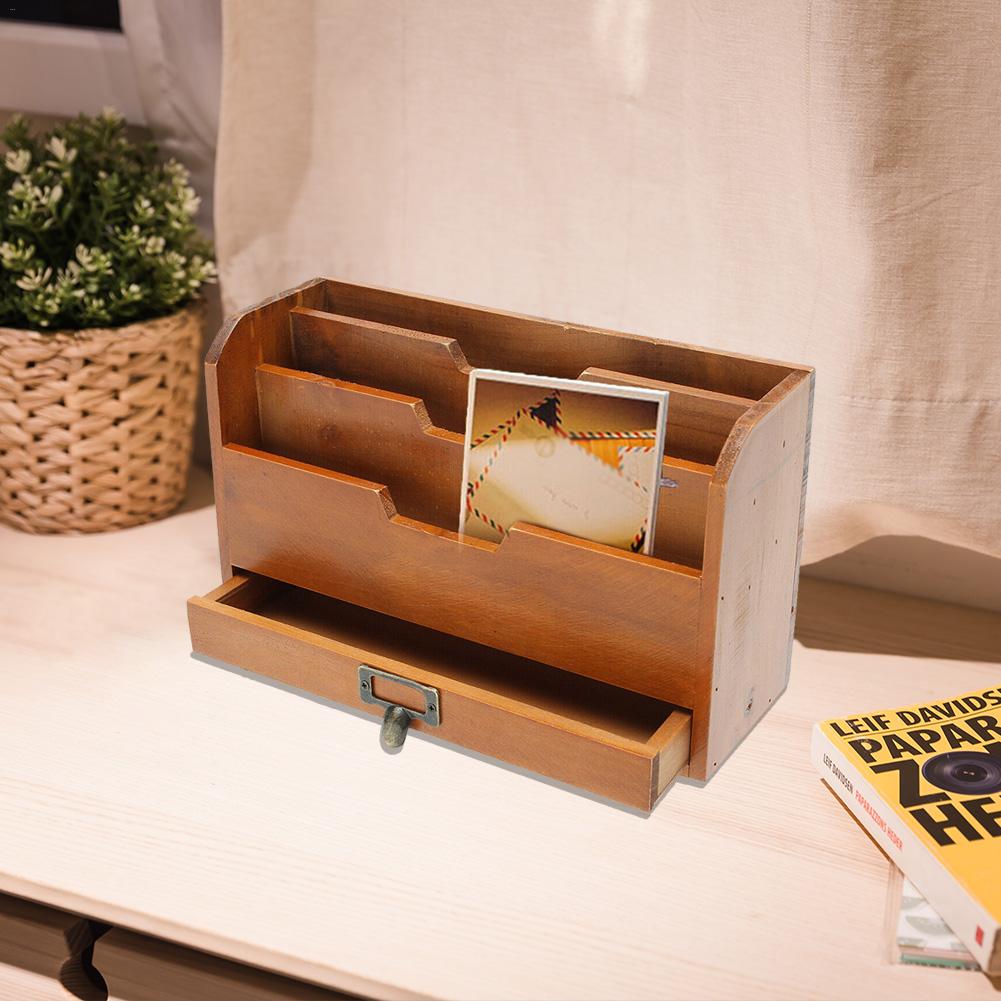 Wooden Desktop Organization with Drawer - High Street Cottage