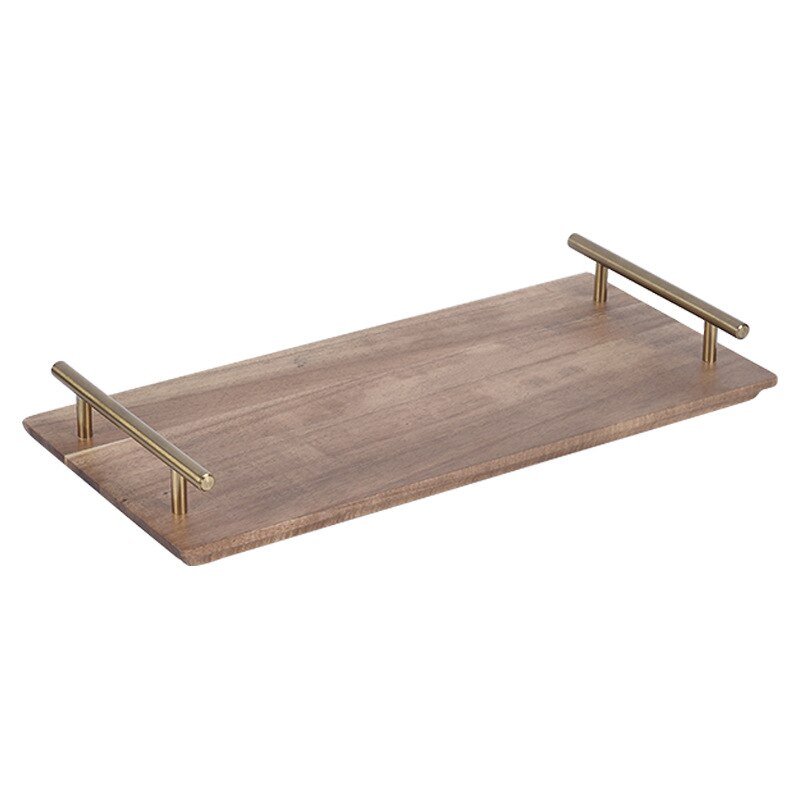 Wooden Serving Tray with Gold Handles - High Street Cottage