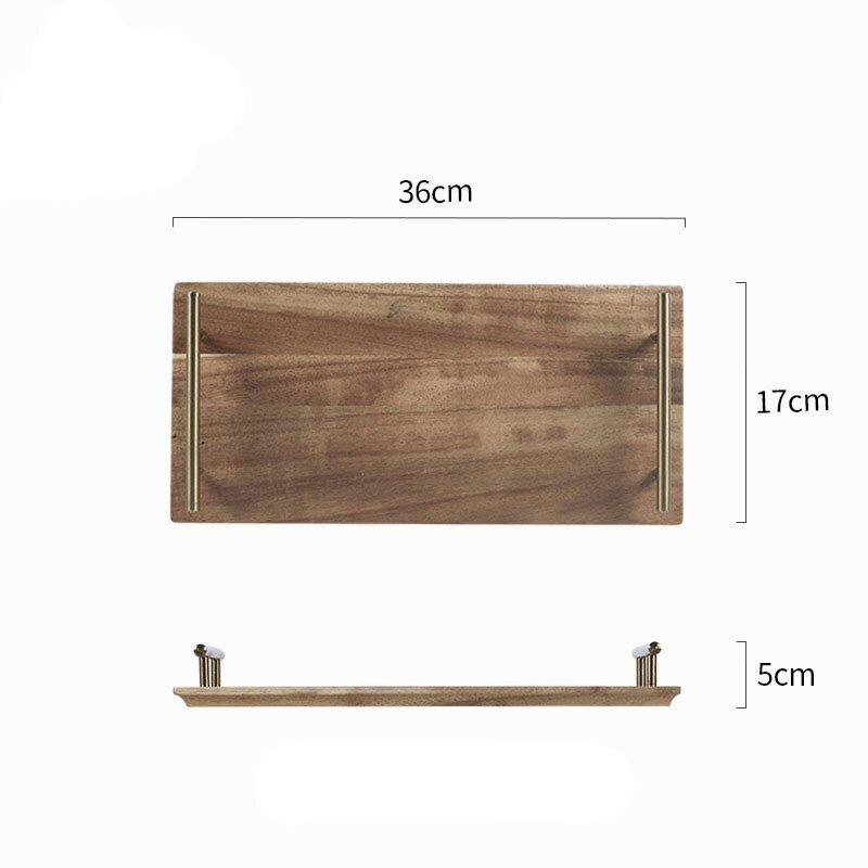 Wooden Serving Tray with Gold Handles - High Street Cottage