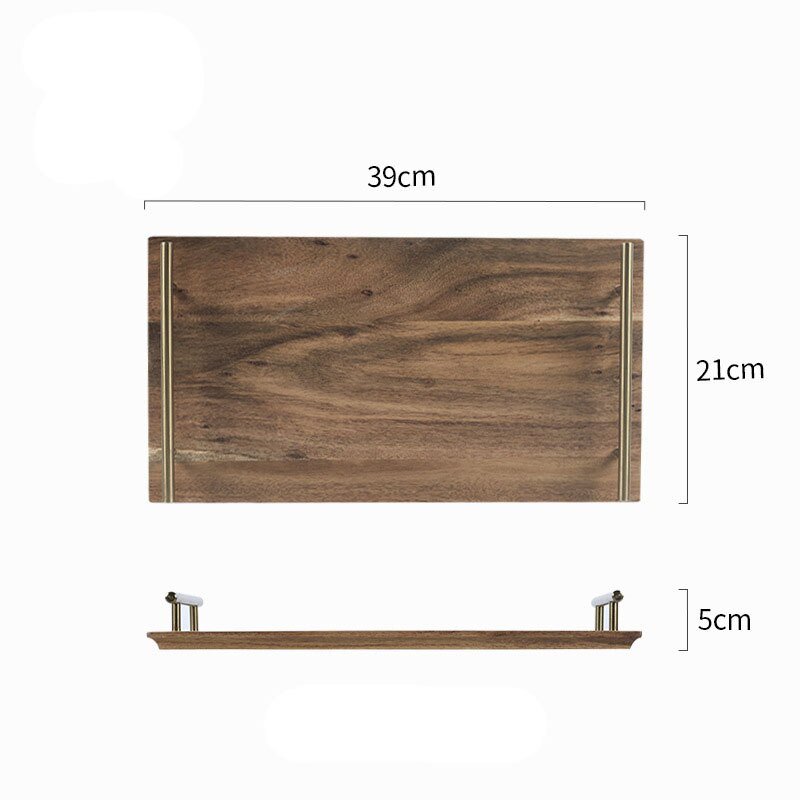 Wooden Serving Tray with Gold Handles - High Street Cottage