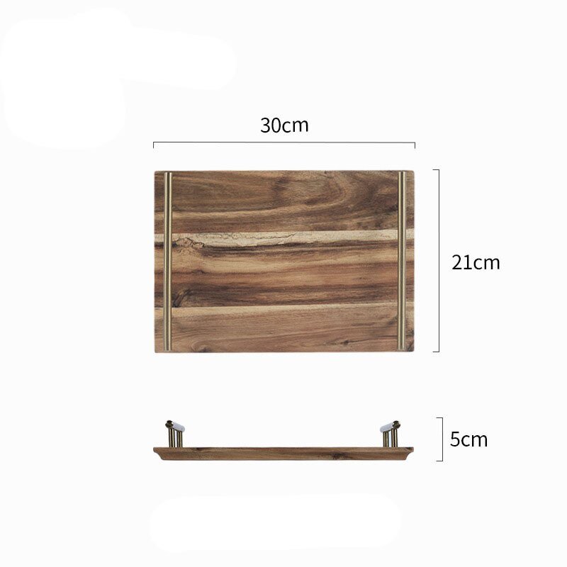Wooden Serving Tray with Gold Handles - High Street Cottage