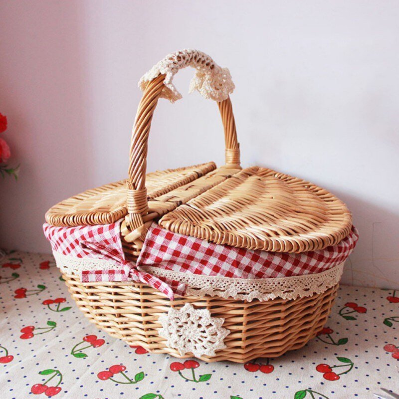 Woven Wicker Picnic Baskets - High Street Cottage