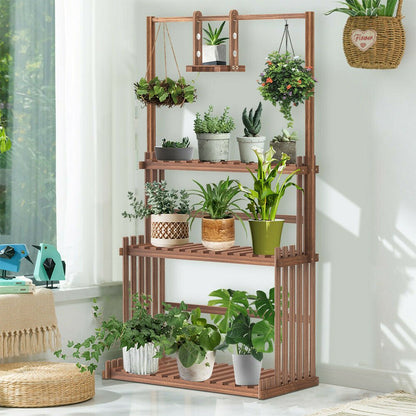 3-Tier Hanging Pine Wood Plant Stand - High Street Cottage