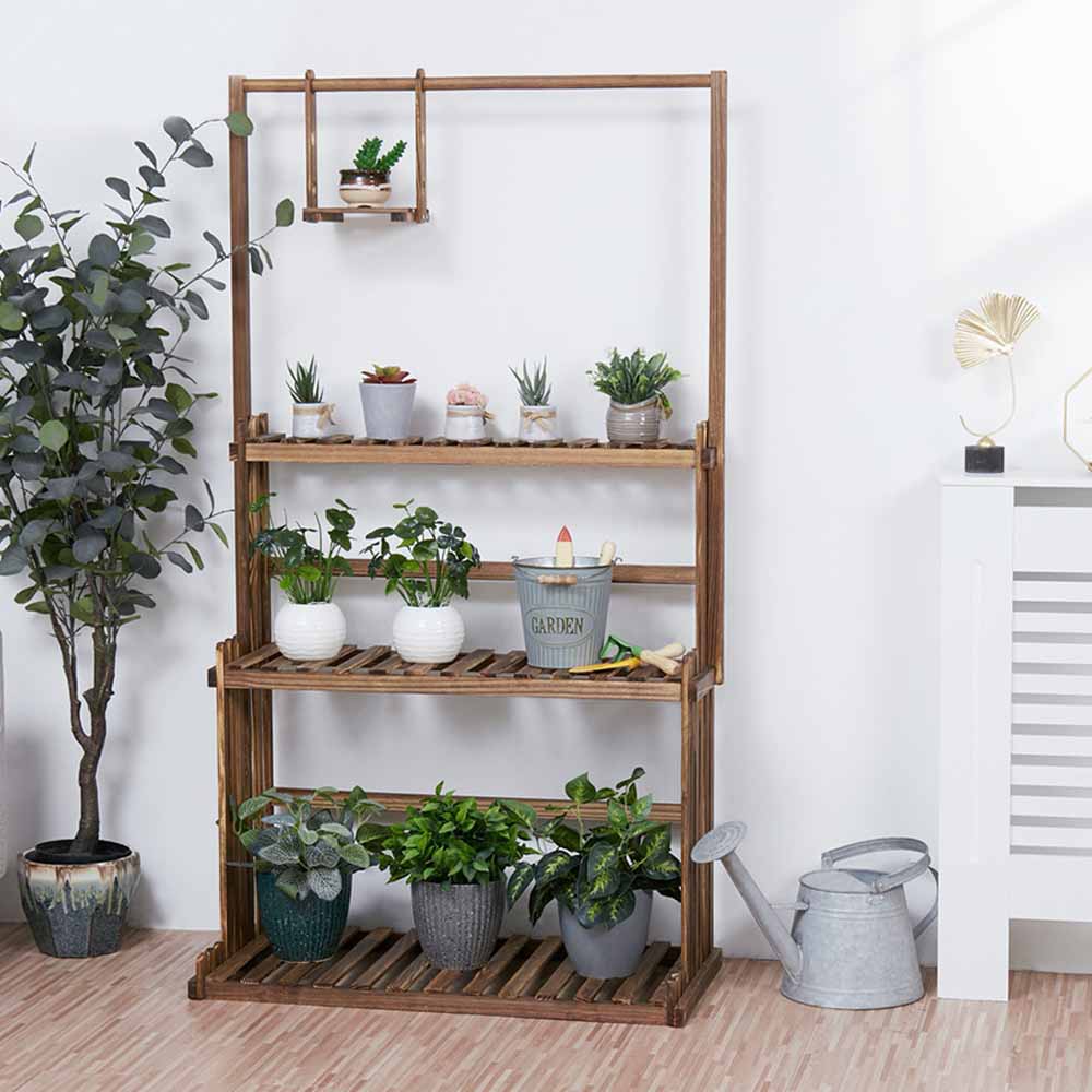 3-Tier Hanging Pine Wood Plant Stand - High Street Cottage