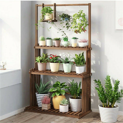 3-Tier Hanging Pine Wood Plant Stand - High Street Cottage